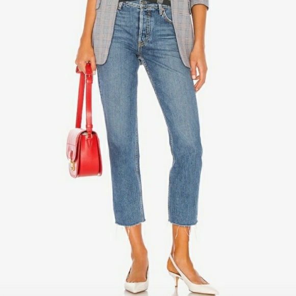 GRLFRND Helena High Rise Crop Straight Leg Jeans SZ 29 Girlfriend Denim - Picture 1 of 6